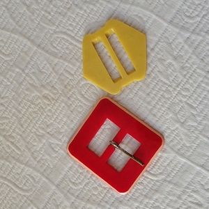 Two Vintage Acrylic Belt Buckles